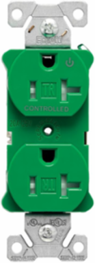 EZLink Modular Duplex Receptacle, 20A, 125V, Half Controlled, Tamper-Resistant, NEMA 5-20R, Green