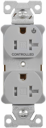 EZLink Modular Duplex Receptacle, 20A, 125V, Half Controlled, Tamper-Resistant, NEMA 5-20R, Gray