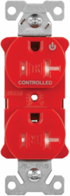 EZLink Modular Duplex Receptacle, 20A, 125V, Half Controlled, Tamper-Resistant, NEMA 5-20R, Red