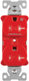 EZLink Modular Duplex Receptacle, 20A, 125V, Half Controlled, Tamper-Resistant, NEMA 5-20R, Red