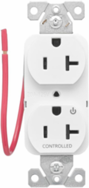 EZLink Modular Duplex Receptacle, 20A, 125V, Half Controlled, Tamper-Resistant, NEMA 5-20R, White
