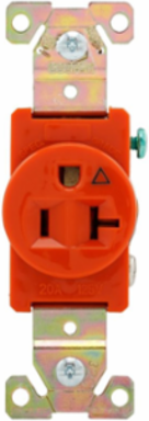 Single Receptacle, Isolated Ground, 20A, 125 V, NEMA 5-20R, Orange, Extra Heavy-Duty Industrial