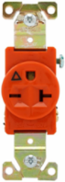 Single Receptacle, Isolated Ground, 20A, 250V, NEMA 6-20R, Orange, Nylon