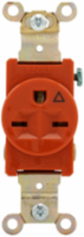 Single Receptacle, Isolated Ground, 15A, 250V, NEMA 6-15R, Orange, Nylon