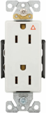 Decorator Duplex Receptacle, Isolated Ground, 15A, 125V, NEMA 5-15R, White, Glass-Filled Nylon