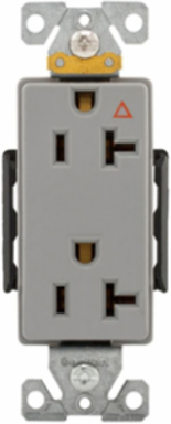 Decorator Duplex Receptacle, Isolated Ground, 20A, 125V, NEMA 5-20R, Gray, Glass-Filled Nylon