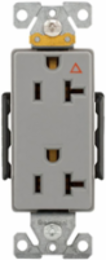 Decorator Duplex Receptacle, Isolated Ground, 20A, 125V, NEMA 5-20R, Gray, Glass-Filled Nylon