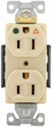 Duplex Receptacle, Hospital Grade, Isolated Ground, 15A, 125V, NEMA 5-15R, Ivory, Glass-Filled Nylon