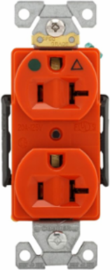 Duplex Receptacle, Hospital Grade, Heavy-Duty, 20A, 125V, 5-20R, Orange