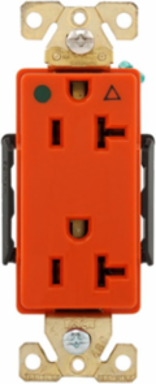 Duplex Receptacle, Hospital Grade, Decorator, Extra Heavy-Duty, 20A, 125V, 5-20R, Orange