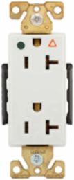 Duplex Receptacle, Hospital Grade, Decorator, Extra Heavy-Duty, 20A, 125V, 5-20R, White