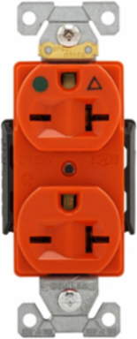 Duplex Receptacle, Hospital Grade, Extra Heavy-Duty, 20A, 250V, 6-20R, Orange