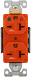 Duplex Receptacle, Hospital Grade, Extra Heavy-Duty, 20A, 250V, 6-20R, Orange