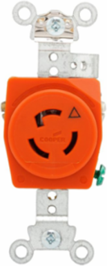 Locking Isolated Ground Receptacle, Single, 15A, 125V, L5-15, Orange