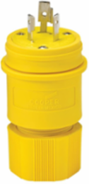 Watertight Locking Plug, 20A, 125/250V, L10-20, Three-Pole, Yellow, IP67