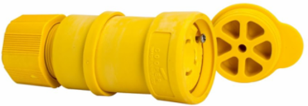 Watertight Locking Connector, 20A, 125/250V, 4-Wire, #18-10 AWG, Yellow, IP67