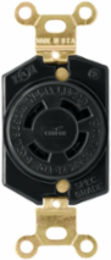 Locking Receptacle, Single, 20A, 125/250V, 4-Wire, #16-12 AWG, Black