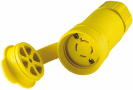 Locking Connector, Watertight, 20A, 3ØY 120/208 V, L18-20, #18-10 AWG, 0.36-0.84 in Cord, Yellow