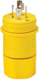 Watertight Locking Plug, 30A, 347/600V 3ØY, 4-Pole 4-Wire, #18-10 AWG, Yellow