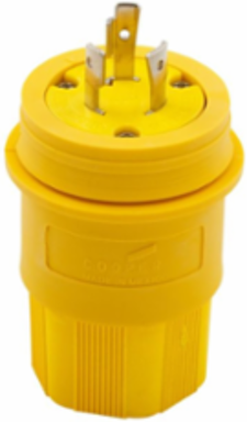 Watertight Locking Plug, 20A, 125V, 2-Pole 3-Wire, IP67, Yellow