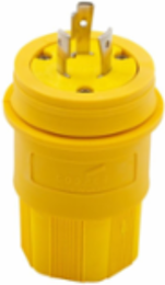 Watertight Locking Plug, 20A, 125V, 2-Pole 3-Wire, IP67, Yellow