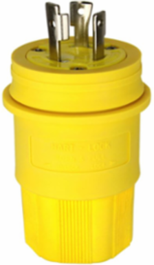 Locking Plug, Watertight, 30A, 125V, L5-30, 2-Pole 3-Wire, Yellow, IP67