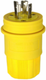 Locking Plug, Watertight, 30A, 125V, L5-30, 2-Pole 3-Wire, Yellow, IP67