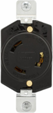 Locking Receptacle, Single, 30A, 125V, L5-30, 2-Pole 3-Wire, Black