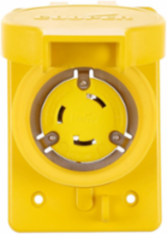 Locking Receptacle, Watertight, 30A, 125V, L5-30, 2-Pole 3-Wire, Yellow, IP67