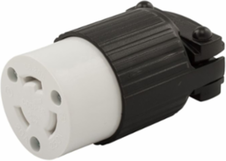 Locking Connector, Standard, 20A, 250V, L6-20, 2-Pole 3-Wire, Black/White