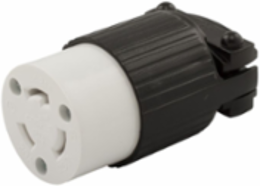 Locking Connector, Standard, 20A, 250V, L6-20, 2-Pole 3-Wire, Black/White