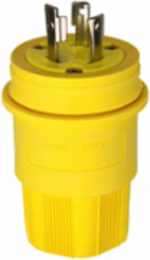 Watertight Locking Plug, 30A, 250V, L6-30, #18-10 AWG, IP67, Yellow