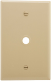 Telephone and Coaxial Wallplate, Single-Gang, Mid-Size, 0.40 in Cutout, Polycarbonate, Ivory