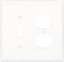 Combination Wallplate, 2-Gang, Toggle/Duplex Receptacle, Mid-Size, Polycarbonate, White