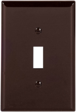 Eaton Toggle wallplate, Brown, Toggle Cutout, Polycarbonate, Single- gang, Mid-size