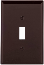 Eaton Toggle wallplate, Brown, Toggle Cutout, Polycarbonate, Single- gang, Mid-size