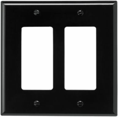 Decorator/GFCI Wallplate, 2-Gang, Mid-Size, Black, Polycarbonate