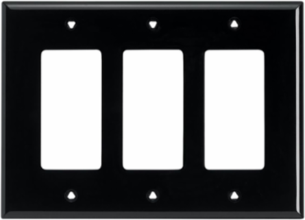 Decorator/GFCI Wallplate, 3-Gang, Mid-Size, Polycarbonate, Black