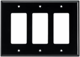 Decorator/GFCI Wallplate, 3-Gang, Mid-Size, Polycarbonate, Black