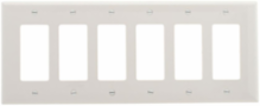 Decorator / GFCI Wallplate, 6-Gang, Mid-Size, Polycarbonate, White