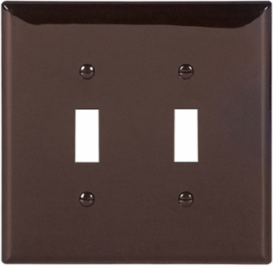 Toggle Wallplate, 2-Gang, Mid-Size, Polycarbonate, Brown
