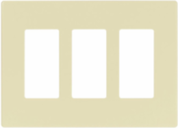 Screwless Wallplate, Decorator, 3-Gang, Mid-Size, Polycarbonate, Almond