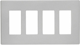 Eaton Screwless wallplate, Screwless, Silver granite, Decorator Cutout, Polycarbonate, Four- gang, Mid-size