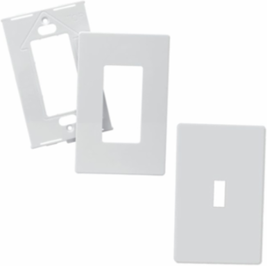 Screwless Wallplate, 1-Gang, Decorator Cutout, Polycarbonate, White, Mid-size (PJS26W)