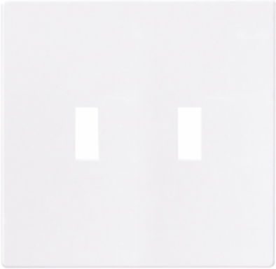 Screwless Wallplate, 2-Gang, Toggle Cutout, Polycarbonate, White, Mid-size
