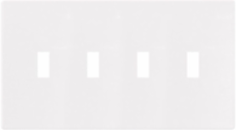Screwless Wallplate, 4-Gang, Toggle Cutout, Polycarbonate, White, Mid-size