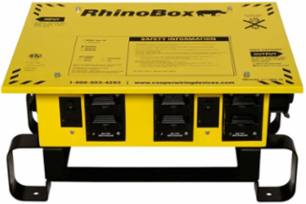 RhinoBox Econ Power Distribution Unit, 50A, 120/240 V, NEMA 3R, DUPX Aut, Yellow