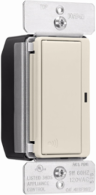 Eaton Z-Wave plus accessory switch, Accessory switch, 120V, Wiring leads, Push button, Light almond, Three-way, 32°F to 104°F (0°C to 40°C), Three-way, Polycarbonate, RF9601
