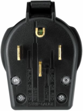 PLUG ANGLE UNIV 30/50A 125/250V 3P4W BK