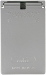 Weatherproof Cover, Self-Closing, 1.625 in Cutout, Metal, Single-Gang, Powder Coated, Gray
